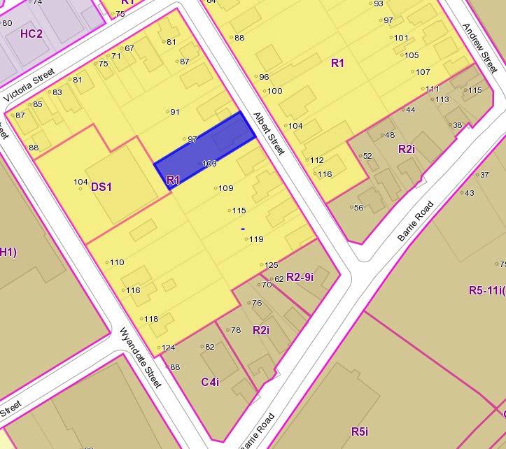 13 City of Orillia Zoning By-law 2014-44, as amended The subject property is currently zoned Residential One (R1) under Zoning Bylaw 2014-44, as amended.