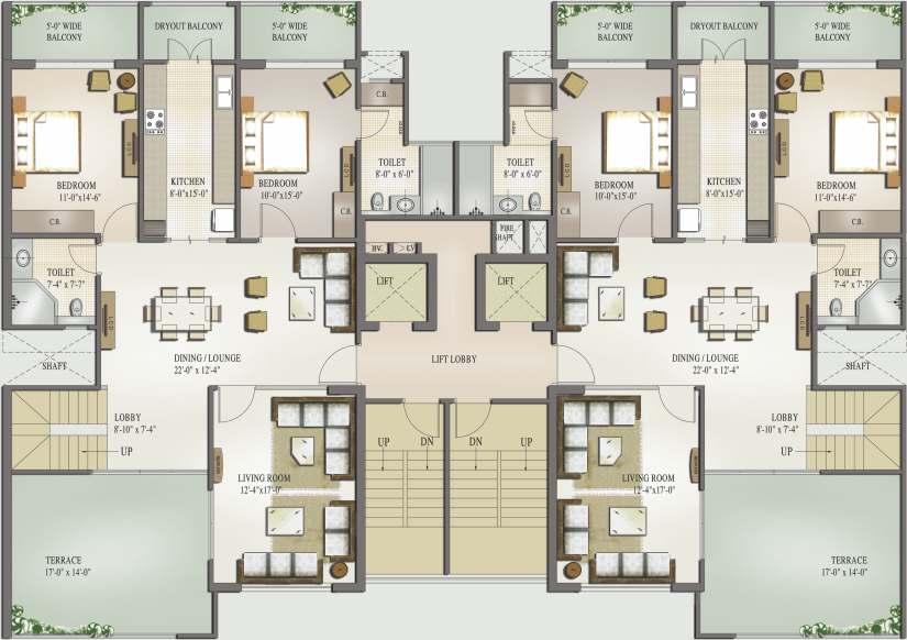 DUPLEX - III (LOWER FLOOR) DUPLEX-III LOWER FLOOR PLAN 4 BEDROOMS 4 TOILETS FAMILY LOUNGE DINING ROOM KITCHEN WITH UTILITY BALCONY UTILITY ROOM