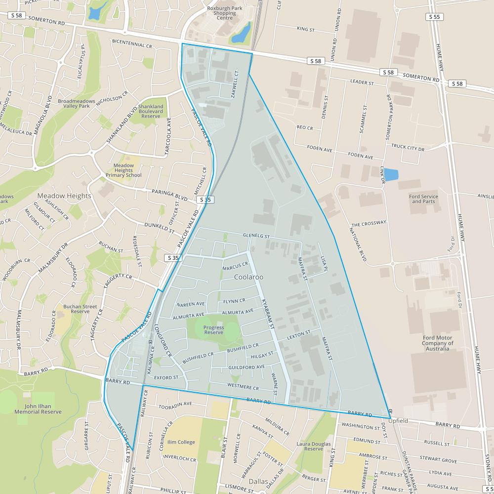 RANKING: #5 Houses - Coolaroo, VIC 3048 The size of Coolaroo is approximately 3.1 square kilometres. It has 1 park covering nearly 2.8% of total area.