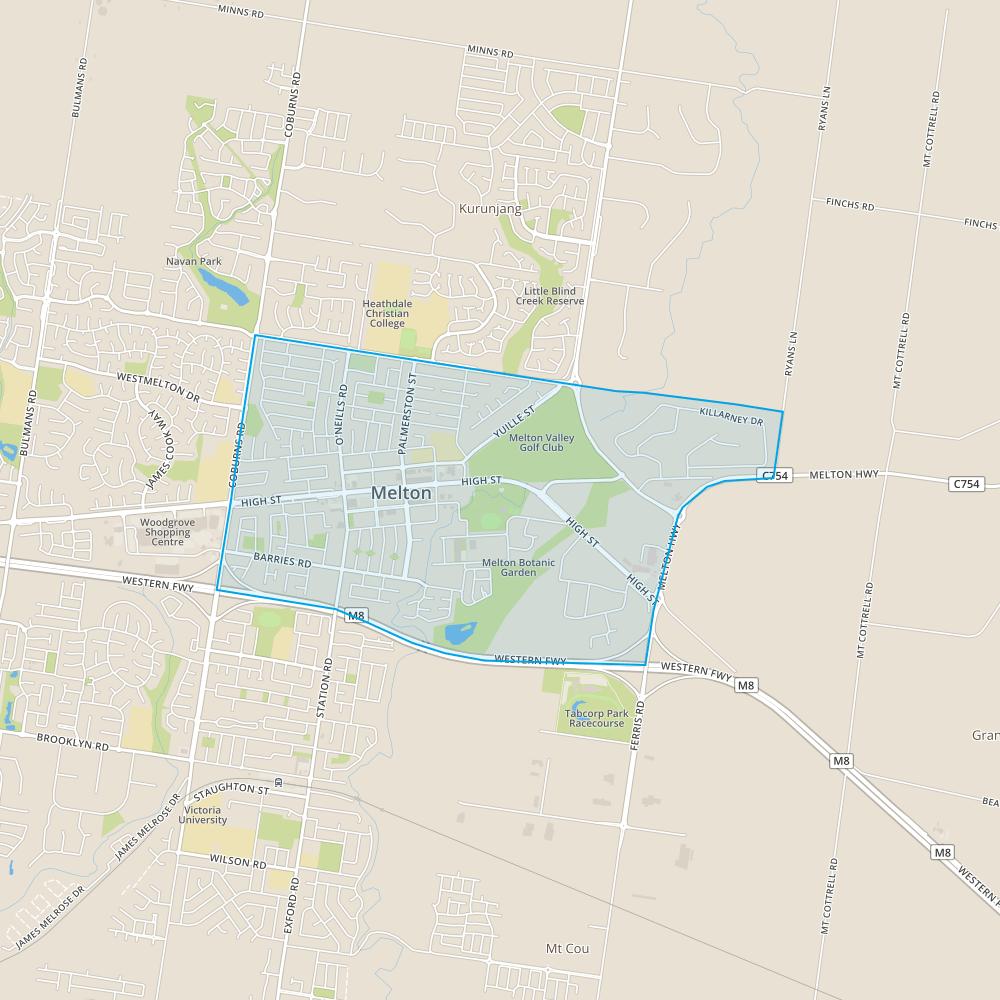 RANKING: #6 Houses - Melton, VIC 3337 The size of Melton is approximately 20.3 square kilometres. It has 1 park covering nearly 0.2% of total area. The population of Melton in 2011 was 7,592 people.