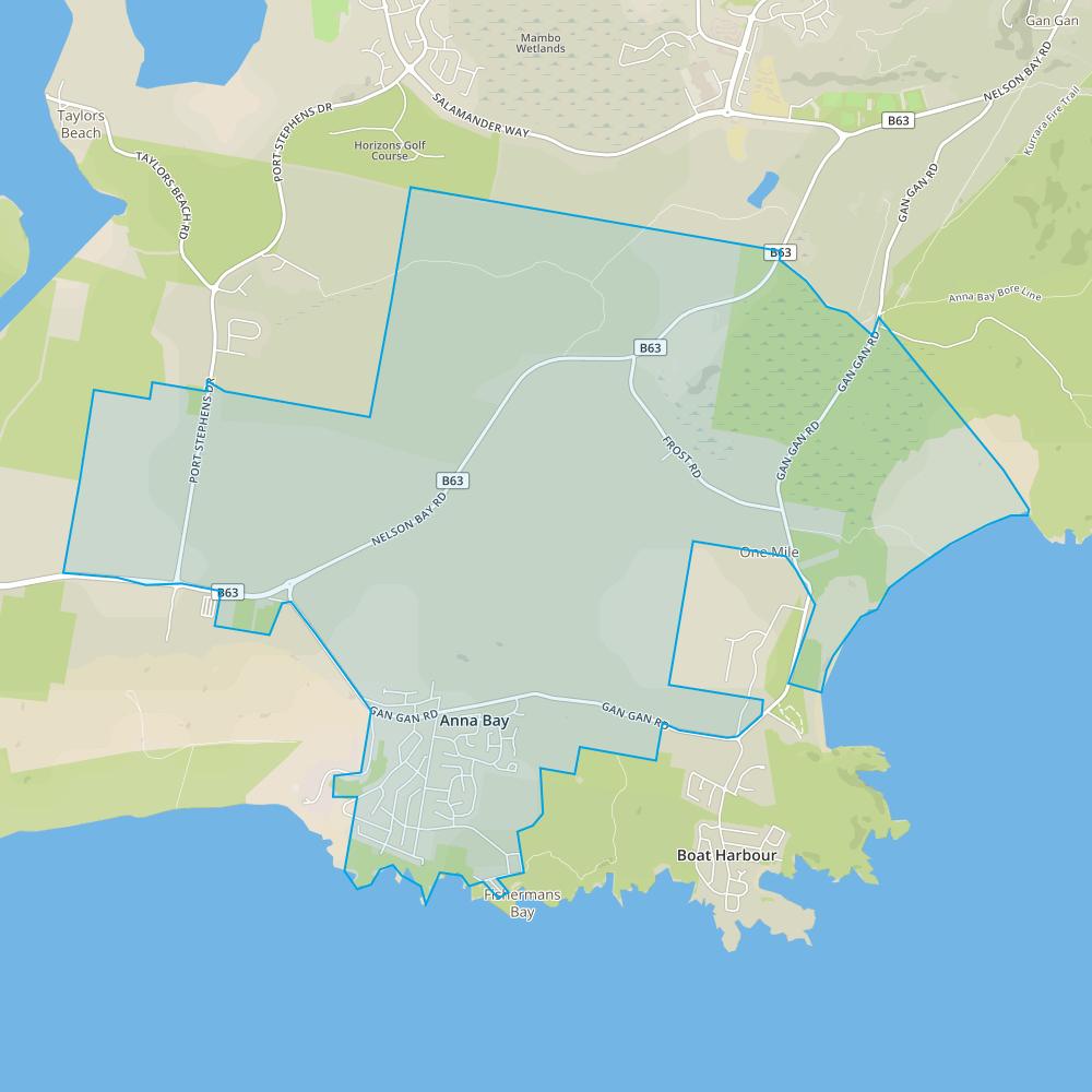 RANKING: #8 Houses - Anna Bay, NSW 2316 The size of Anna Bay is approximately 22.9 square kilometres. It has 28 parks covering nearly 23.8% of total area.