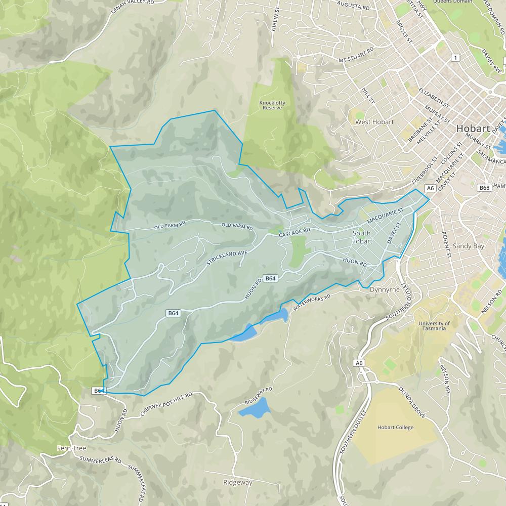 RANKING: #2 Houses - South Hobart, TAS 7004 The size of South Hobart is approximately 9.2 square kilometres. It has 7 parks covering nearly 8.1% of total area.