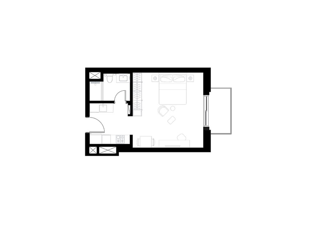 STUDIO STUDIO TYPE A Apartment area : 37 m 2 Balcony area : 7 m 2 TYPE B Apartment area : 37 m 2 Balcony area : 5 m 2 PARK VIEW BALCONY 4.4 x 1.5 M BEDROOM & LIVING 4.9 x 4.6 M KITCHEN 2.6 x 2.