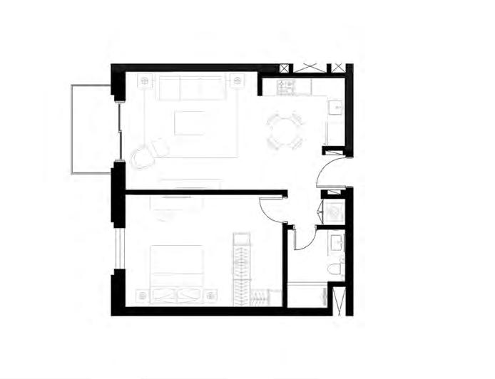 ONE BEDROOM TYPE A Apartment area : 60 m 2 Balcony area : 11 m 2 ONE BEDROOM TYPE B Apartment area : 60 m 2 Balcony area : 5 m 2 PARK VIEW BEDROOM 3.8 x 3.6 M DRESSING AREA BALCONY 8.1 x 0.