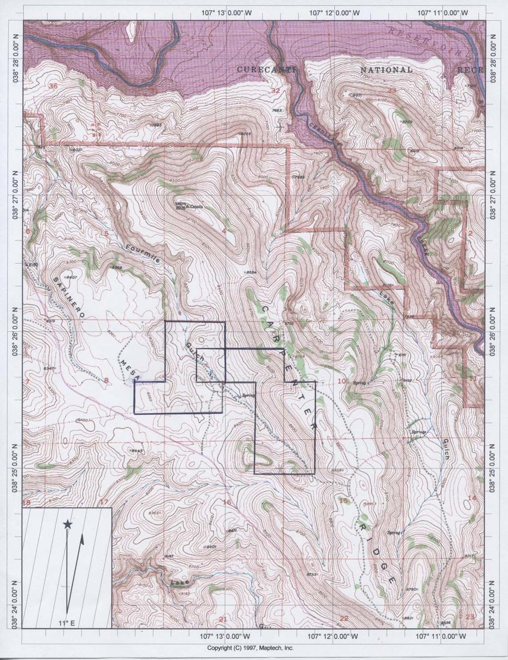 CARPENTER RIDGE RANCH County Road 26 OUT 80 acrehome site Note: This map is a hand drawn map showing the approximate location of the property boundaries and