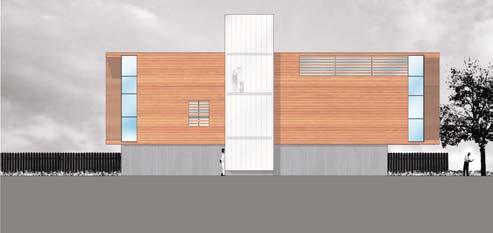 The horizontal siding adds dynamic to the North/South Figure 4: Side Elevation Illustrates the materiality of the Building axis of the building [Figure 4].