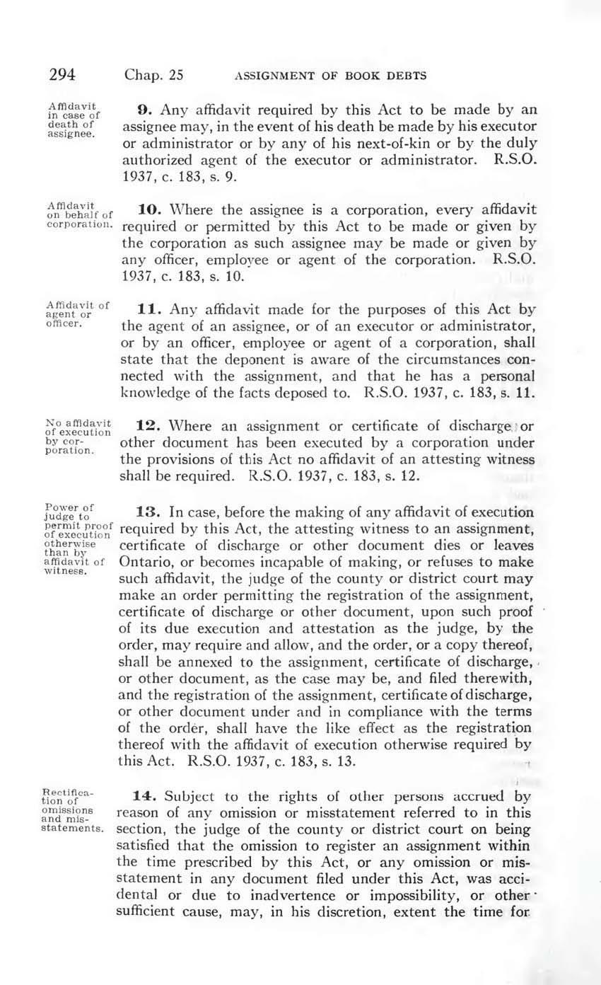 294 Chap. 25 ASSIGNMENT OF DOOK DEBTS ArndavlL in C811e or