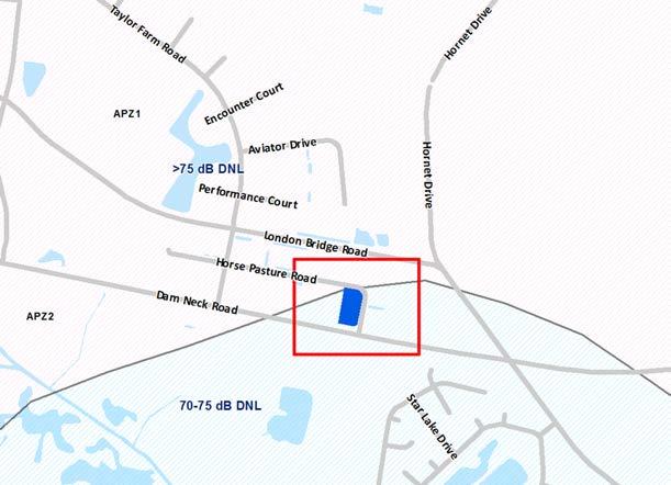 85 acres AICUZ 70-75 db DNL Existing Land Use and Zoning District Industrial warehouse