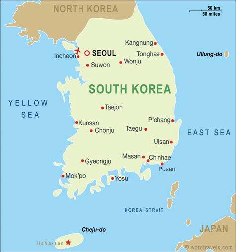 Korea at a glance Officially: Republic of Korea Seoul (Capital) Area: 100,210 km 2 Land use: Forest(65%),