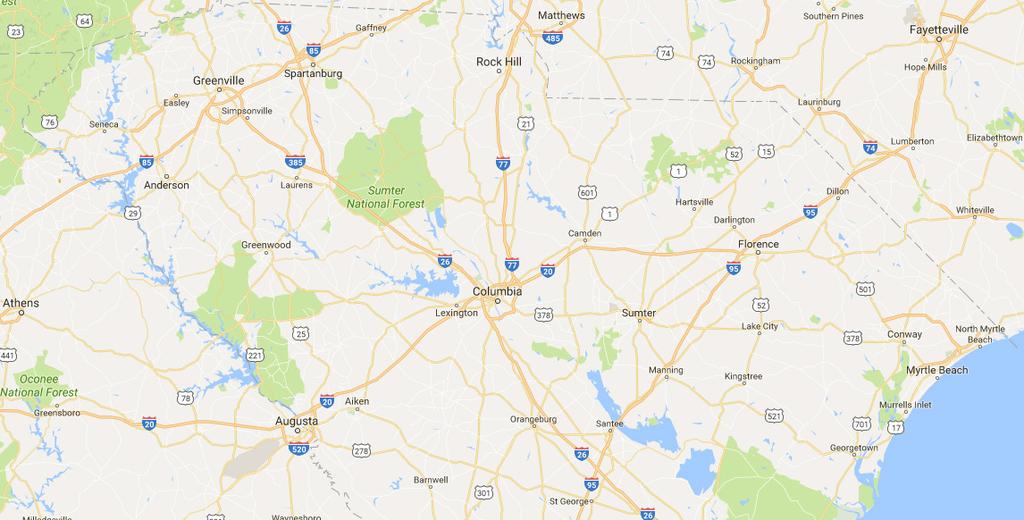 Regional Map Fayetteville Greenville Spartanburg