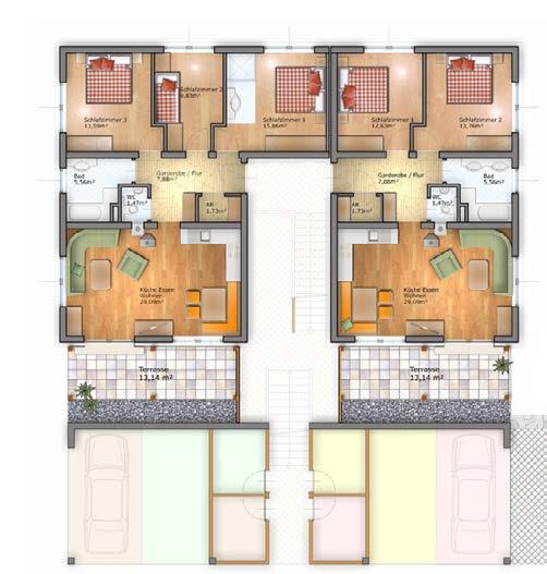 Floor Plans - Rose Apartments Haus a Haus B Top 2 Private Rental Price - 263,000 euros 2 bedrooms