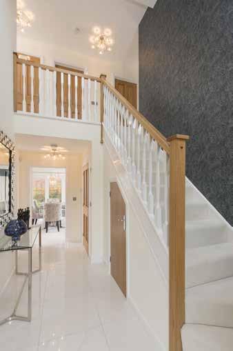 Crosswater Extensive Porcelanosa tiling to bathrooms Contemporary staircase with oak newel posts, handrail and painted spindles Internal American white oak doors Bi-fold/French doors