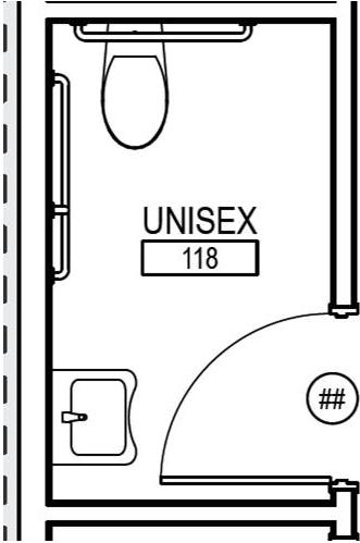 4 ANSI 603.2.2 Turning Circle Q: Can the wall-mounted lavatory overlap the clear door area required inside the toilet room?