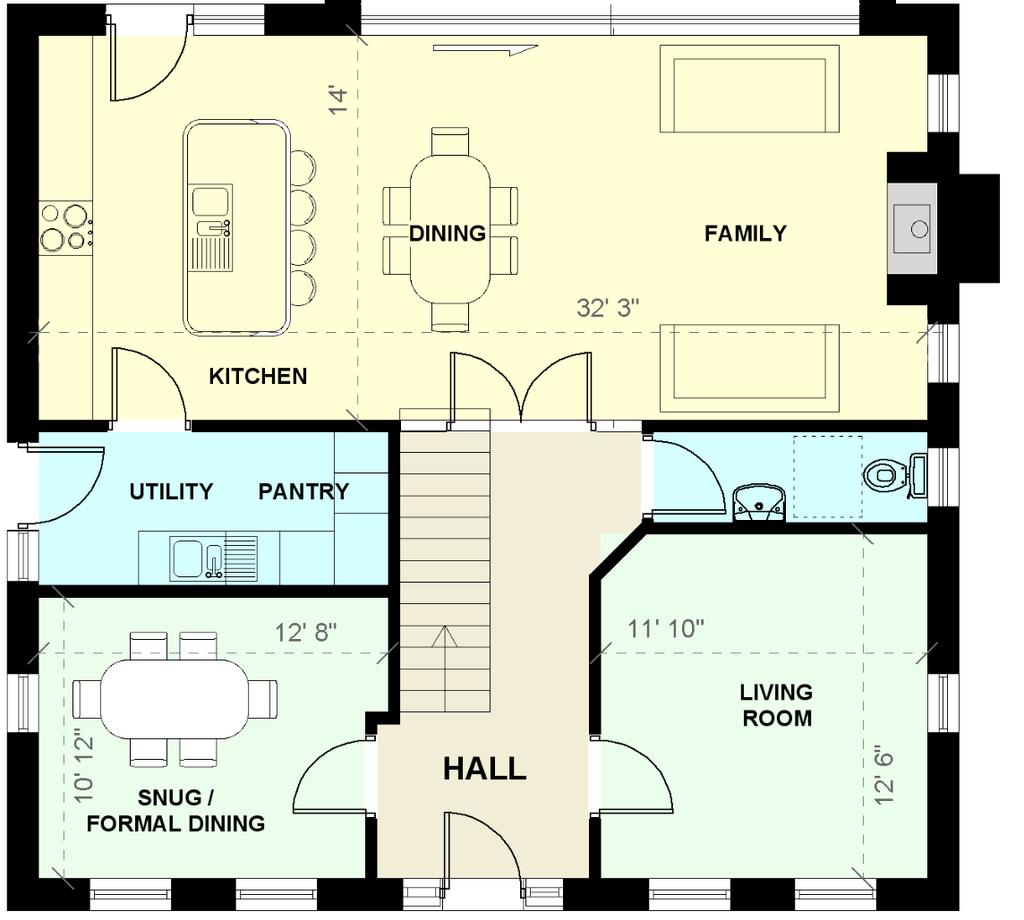 GROUND FLOOR Living room 11 10 x 12 6 Snug 12 8 x 10 12 WC 3 7 x