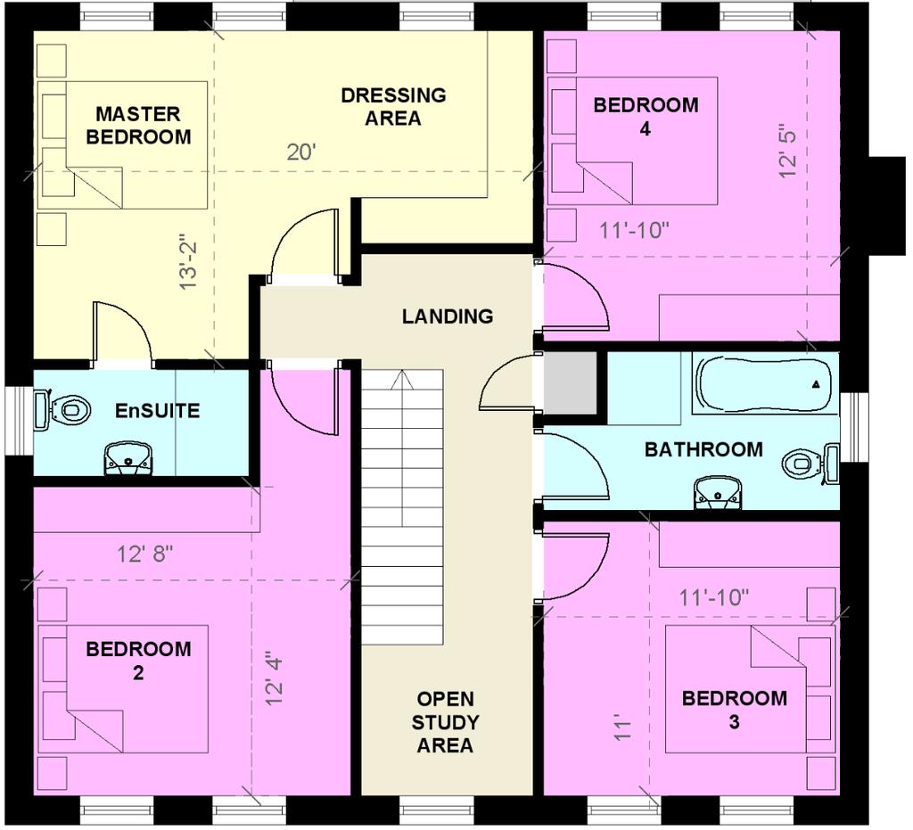 FIRST FLOOR Master Bedroom 20 0 x 13 2 En-Suite 4 3 x 9 1 Bedroom 2 12