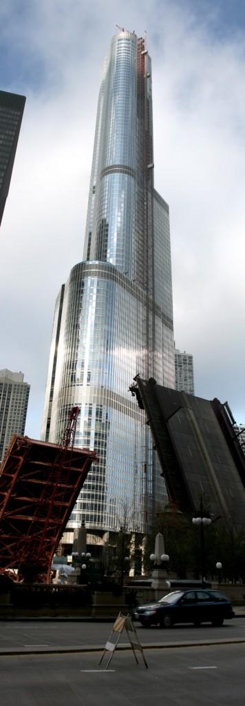 completed it will also be the world's tallest residential tower, at least until Calatrava's Chicago Spire is completed just down the river The design of the building incorporates three setbacks to