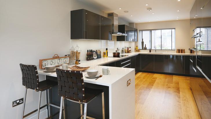 LUXURY KITCHENS Quality contemporary kitchens with a choice of doors and granite worktops*, upstands and glass splashbacks to the hob Bosch Stainless steel oven and combination microwave oven Bosch