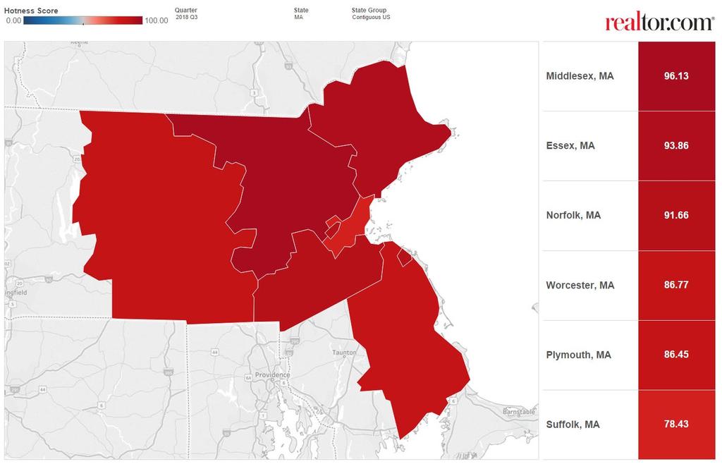 HOTTEST COUNTIES IN BOSTON AREA Middlesex Claims
