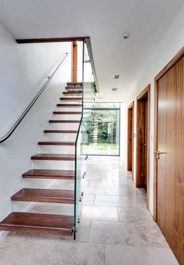 Contemporary Staircase The cantilevered staircase combines oak