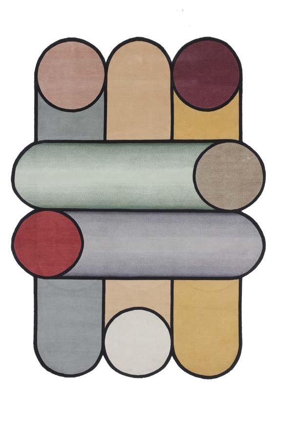 ROTAZIONI A and B standard color version designed by Patricia Urquiola Rotazioni plays on the repetition of overlapping cylindrical forms that emphasize the circle as the matrix of the design.