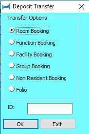 Room Booking Function Booking Facility Booking Group Booking Non Resident Booking Folio Inside the ID