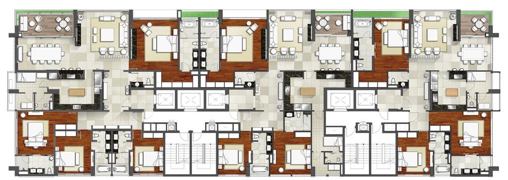 FOUR-BEDROOM RESIDENCE (STYLE A) THREE-BEDROOM RESIDENCE (STYLE B) THREE-BEDROOM RESIDENCE (STYLE C) FLOOR PLAN RESIDENCES ON LEVELS 2 THROUGH 8 PLANS ARE NOT TO