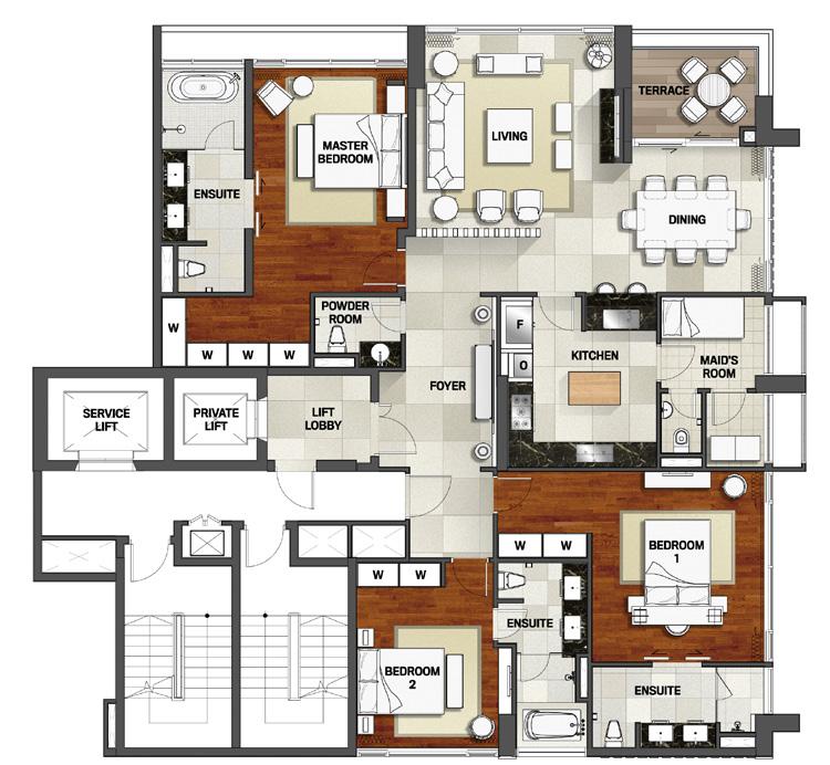 KEY ELEVATION KEY FLOOR PLAN PENTHOUSE LUXURIES Private roof access 10m x 4mx 1.2d private infinity pool 186.
