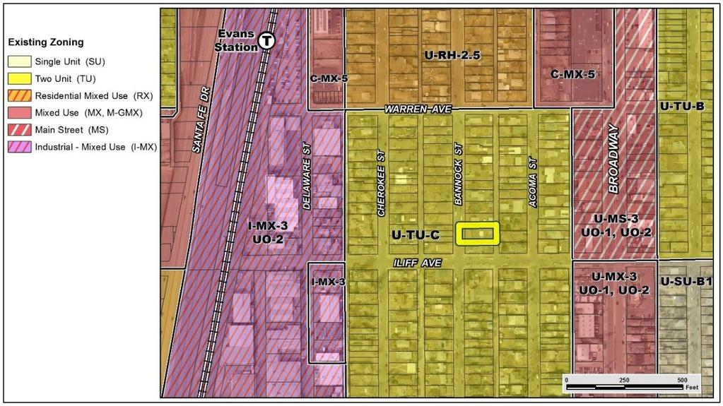 Rezoning Application #2018I-00105 2280 S. Bannock St. 02/12/2019 Page 4 1. Existing Zoning The current U-TU-C zone district is a two-unit residential district in the Urban Neighborhood context.