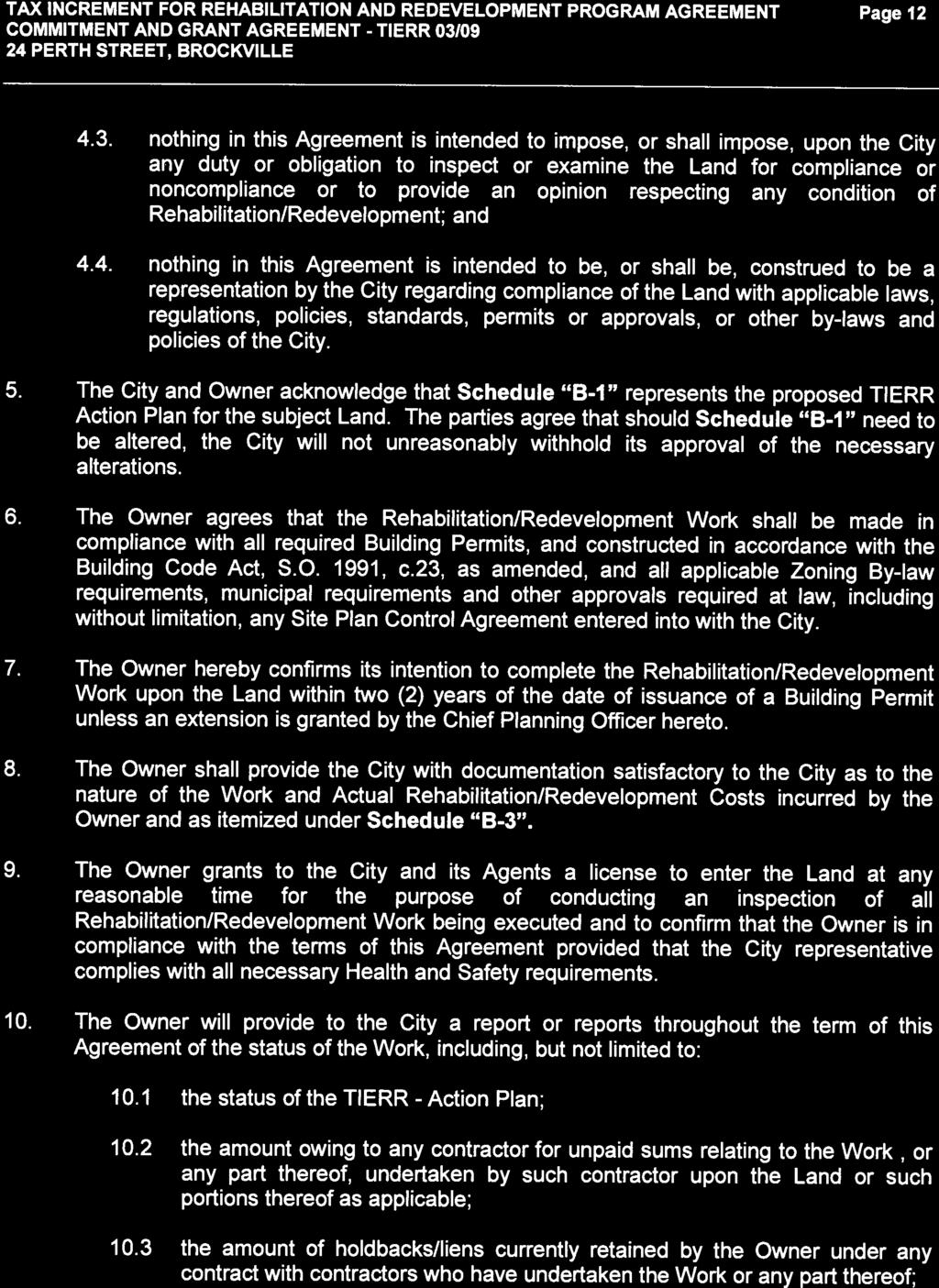 TAX INCREMENT FOR REHABILITATION AND REDEVELOPMENT PROGRAM AGREEMENT Page 12 COMMITMENT AND GRANT AGREEMENT - TIERR 031