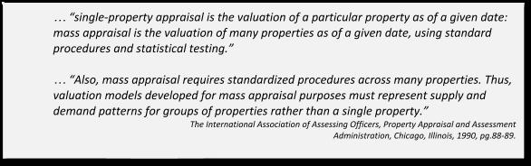 Assessment Methodology Page 5 Mass Appraisal Mass appraisal is the legislated methodology used by the City of Edmonton for valuing individual properties, and involves the following process: