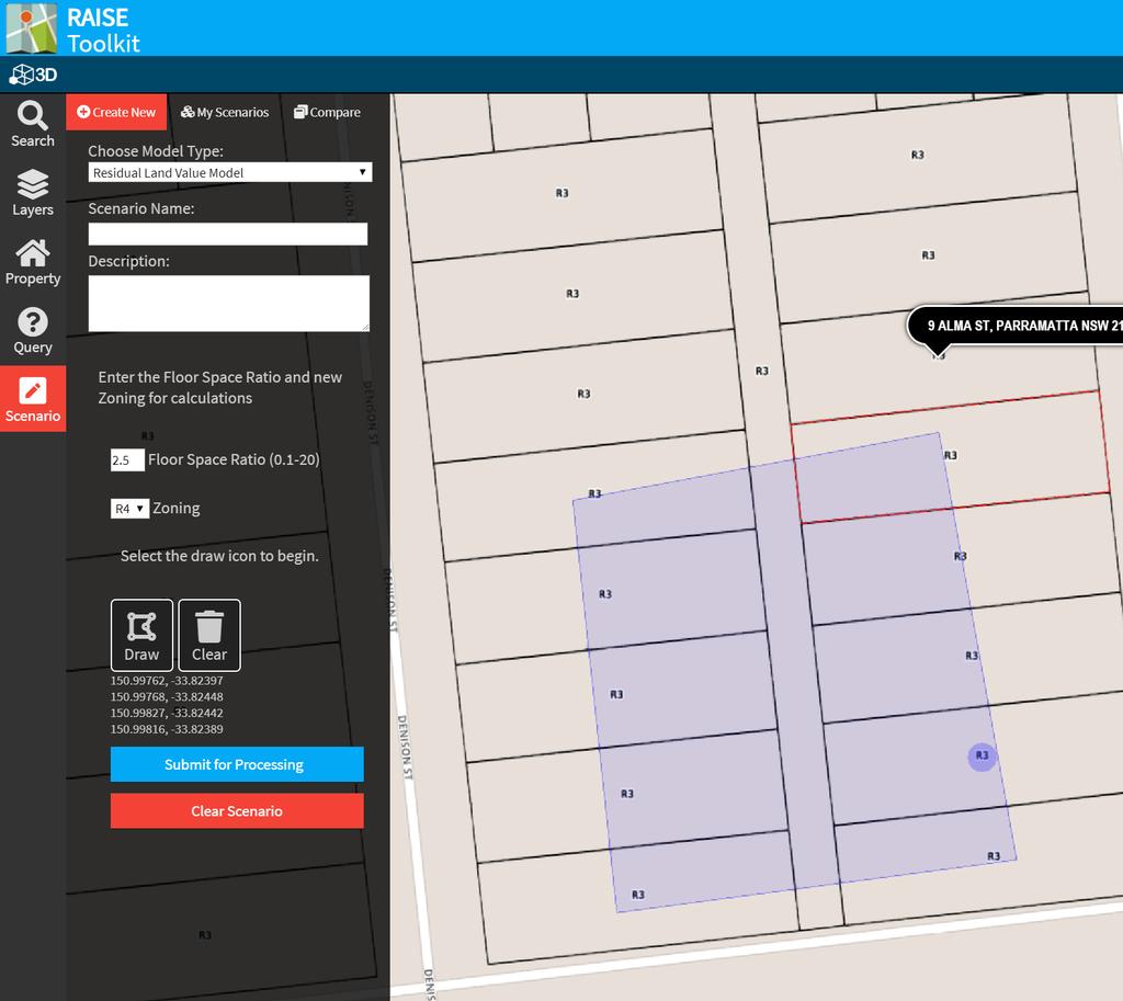 REZONING TOOL FUNCTIONALITY SELECT THE RESIDUAL LAND VALUE MODEL TO RUN THE