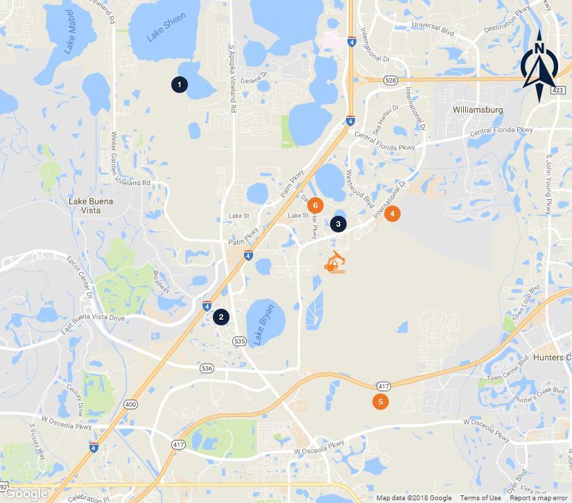 SALES COMPARABLES MAP MIXED USE SITE NEAR ORLANDO PREMIUM OUTLETS (SUBJECT) 1 2 Palm Pky - Sand Lake Groves 8800 Meadow