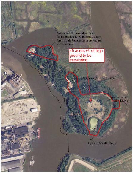 Disposal Area 1S: Disposal Area 1S, also known as Onslow Island shown on Figure 4.2-6 has been under a perpetual use permit from the U. S.