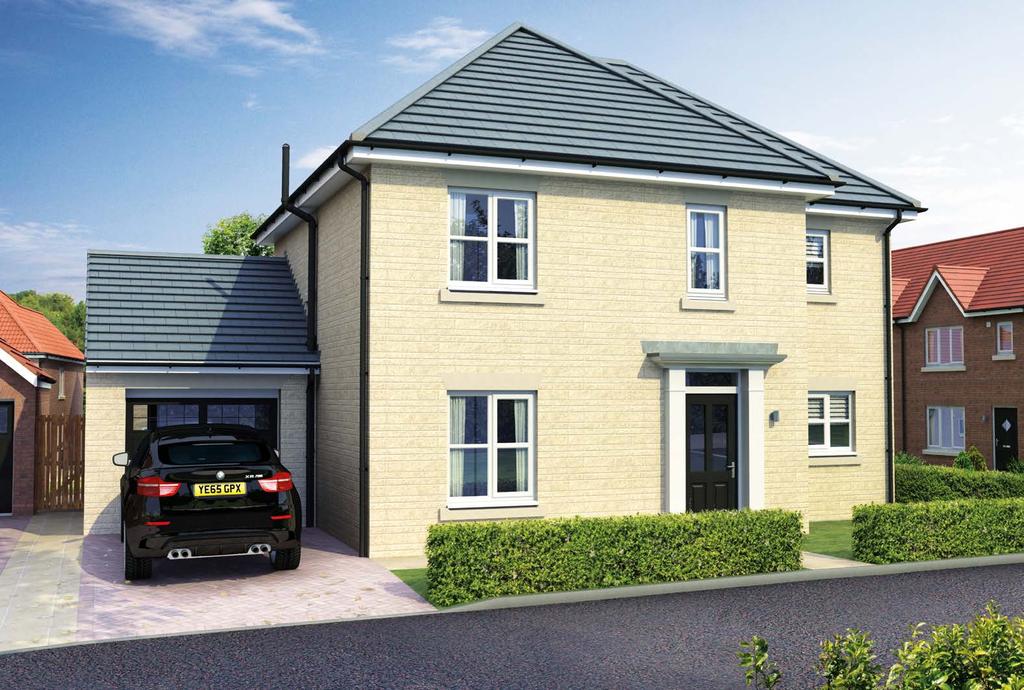 The Alnwick 4 bedroom family home with en-suite and garage Approximately 1,258 sq ft Living Room Dining Bedroom 1 Bedroom 4 Bedroom 2.C. Kitchen En-suite Landing Study b Living Room 3.7m x 3.