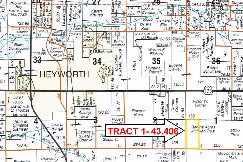 - Tunbridge Twp 43.406 Ac. - Randolph Twp Kenney, IL Selling 2 Tracts Tract 2: 126.22 acres - T.19N-R.1E-Sec.