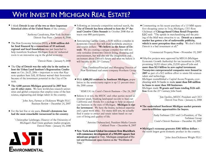 We re #1 Michigan Brownfield Sites 6000 + Completed in 2007 78 In Progress 200 Acreage Redeveloped 10,201 Private Investment in 2007 3.