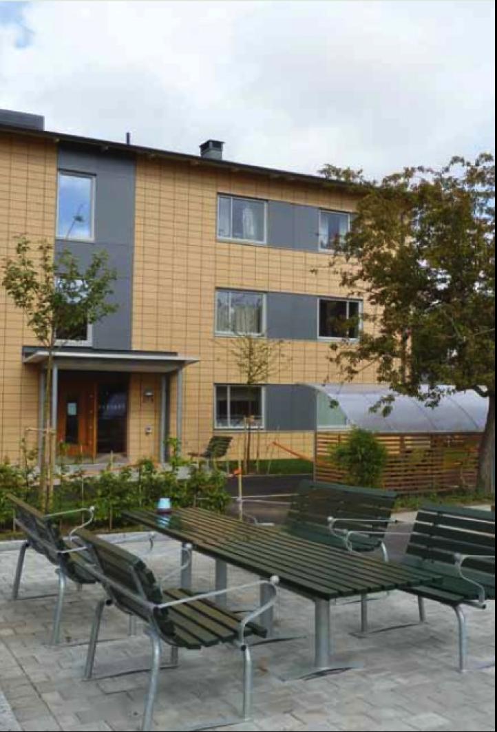 New outdoor seating and bicycle sheds, in line with ideas from tenants workshops. Innovation Learning about passive house building techniques are now also used when building new housing units.