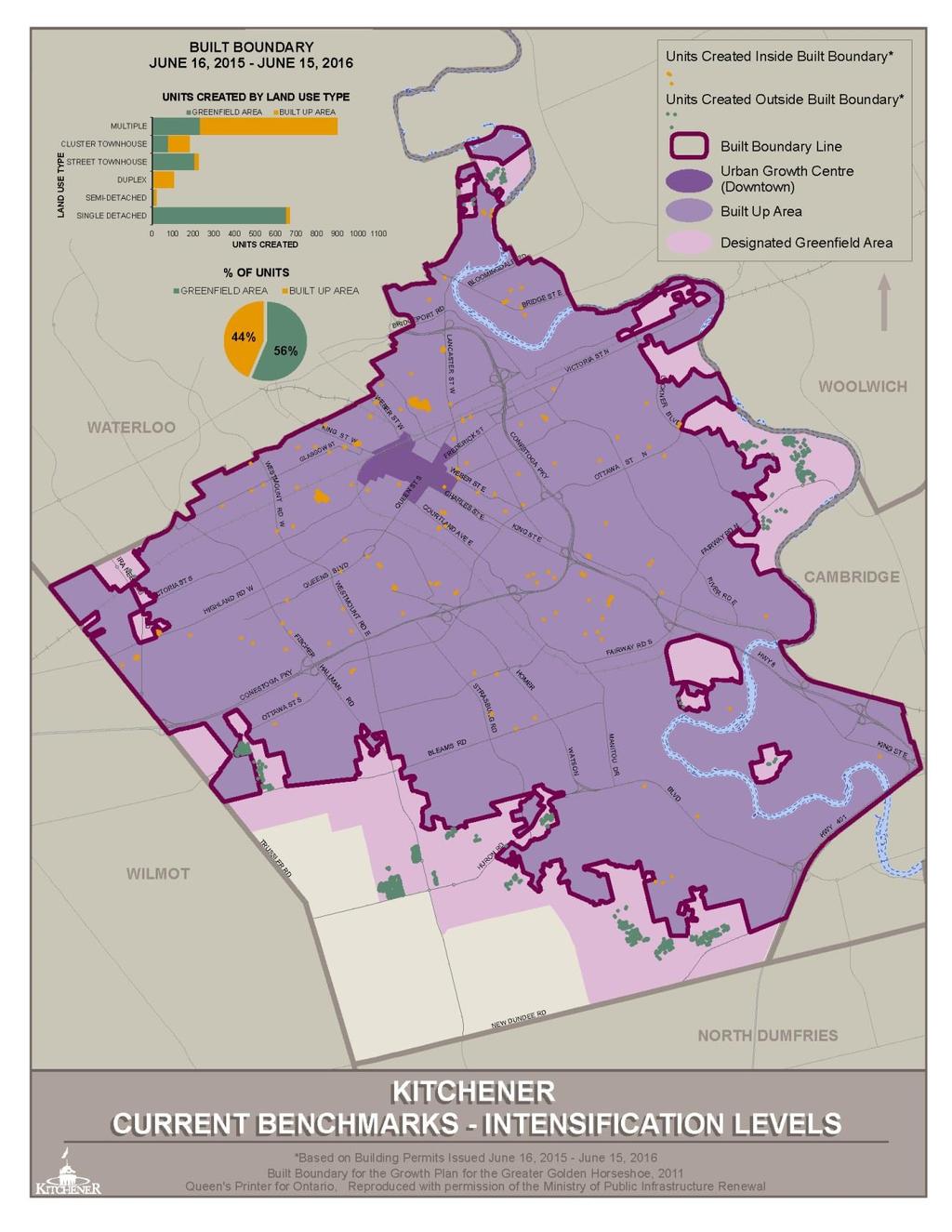 4. Intensification Level The Region of Waterloo s new Official Plan requires the achievement of a region-wide target of a minimum of 45% of all new residential development to be located within the