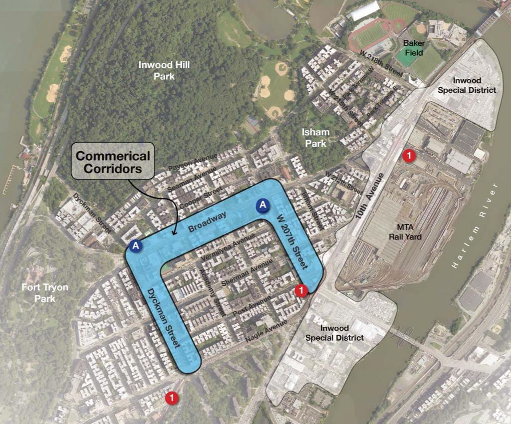 Expanded Rezoning Area: Commercial Corridors Inwood has thriving commercial corridors along Dyckman, Broadway, & 207 th Street KEY CHARACTERISTICS Most development potential west of 10 th Avenue is