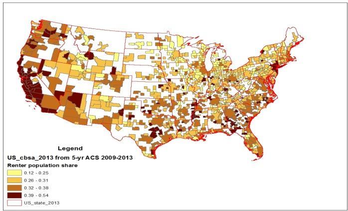 Figure 32: The Distribution of Renters and Owners in 5-Year Estimate ACS 2009-2013 in