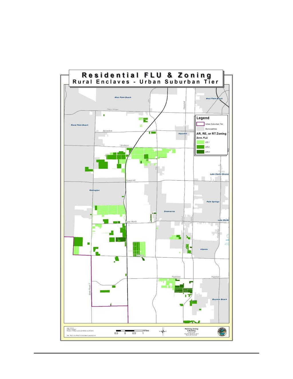 The map on the following page highlights the bulk of the rural enclaves in the Urban Suburban Tier east.