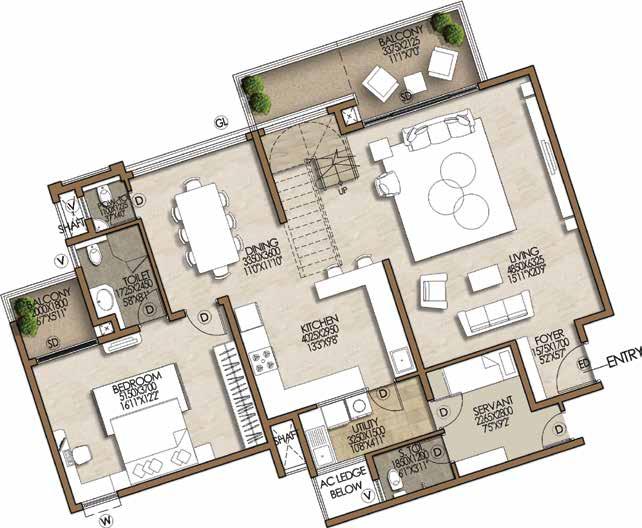 COSMOPOLIS PHASE 1 3 Bedrooms + 3 Toilets + Family + Activity Room + Servant s Room Unit Type 3 Lower Level Plan