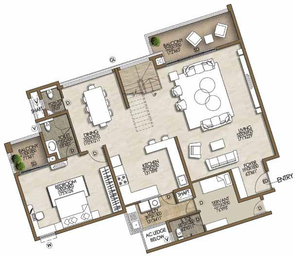 COSMOPOLIS PHASE 1 3 Bedrooms + 3 Toilets + Family + Activity Room + Servant s Room Unit Type 3 Lower Level Plan