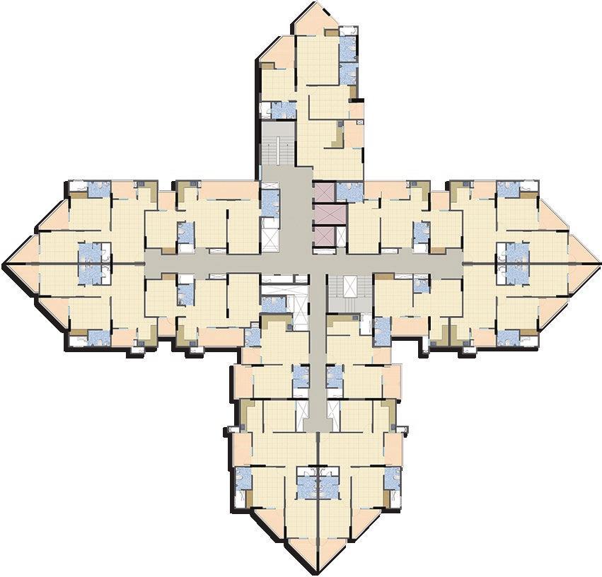 cluster plan (typical floor) Unit - 1, 4, 5 & 12 105.44 SQ. MTR. (1135 SQ. FT.) Unit - 2 99.59 SQ. MTR. (1072 SQ. FT.) Unit - 3 & 11 95.87 SQ. MTR. (1032 SQ. FT.) Unit - 6 68.00 SQ. MTR. (732 SQ. FT.) FLAT NO.
