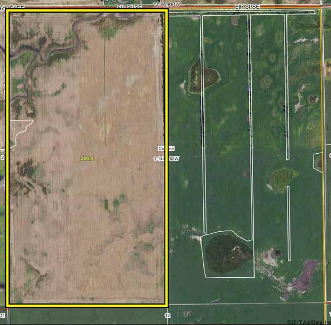 Parcel 3 Cropland: 295.55 +/- Legal: W ½ Section 1-144-62 in Corinne Township, Stutsman County, North Dakota Parcel 3 & 4 Combined: Wheat 282.18 44 bu. Soybeans 212.28 24 bu.