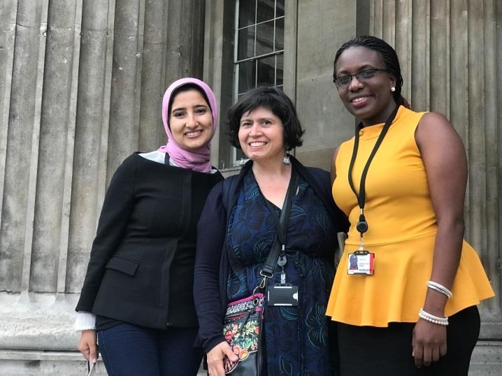 Amalia Kakissis (centre) with ITP 2018 Fellows, Rana Ramadan Mahmoud (Egypt), left, and Chantal Umuhoza (Rwanda), right.