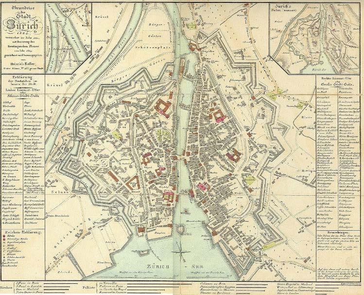 3: Individual buildings Figure 1 Plan of the city of Zurich in 1504 (Keller & Hegi, 1829) and in 1824 (Keller & Scheuermann, 1824).
