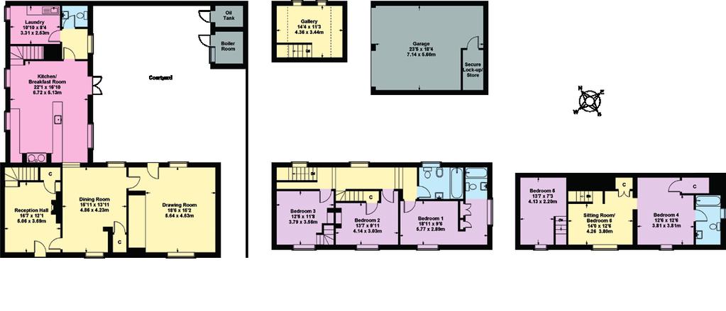 Reception Bedroom Bathroom Kitchen/Utility Approximate Gross Internal Floor Area 252 sq.m / 2710 sq.ft Storage Recreation Ground Floor First Floor Second Floor This plan is for layout guidance only.