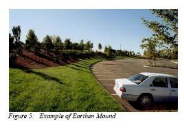 shall be parallel the Ronald Reagan Parkway as illustrated in Figure 4, Earthen Mound Requirements. The earthen mound shall be a maximum of five feet above surrounding grade and have rounded flanks.