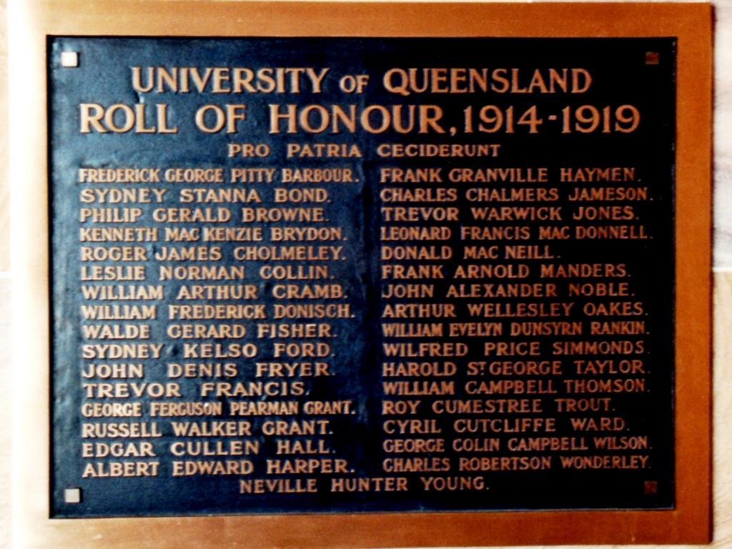 of Past Grammarians Who Gave Their Lives In War.